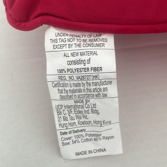 Red Velvet Sequin Throw Pillow with Bow - Picture 3 of 3